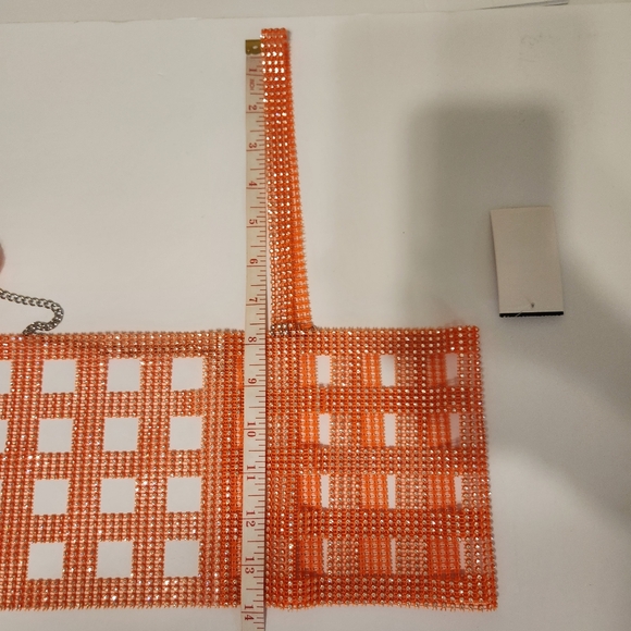 NWT Orange Nylon Rhinstone Crystal Festival Rave Topper - Picture 11 of 11